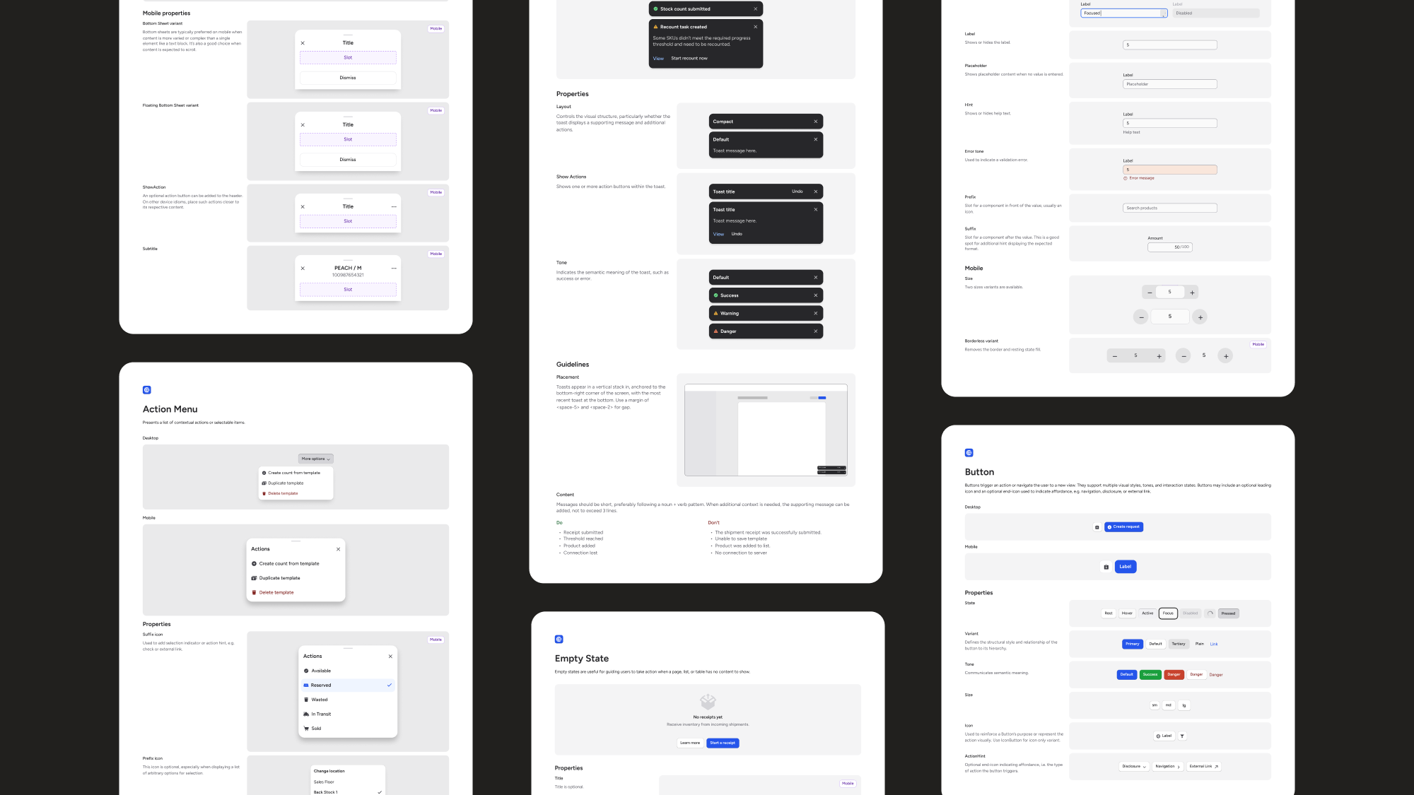 Component library screenshots